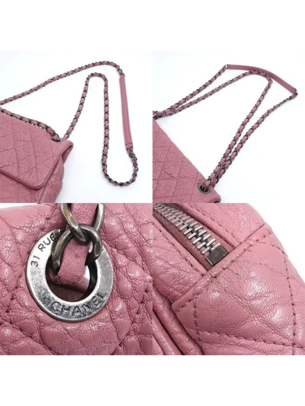 Chanel Double Chain Shoulder Bag Quilted Leather - Picture 7 of 9